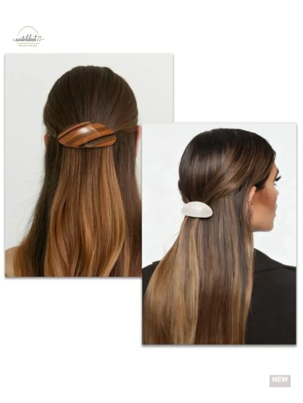 3 Oval Hair Barrettes Acetate French Clips for Thick Hair